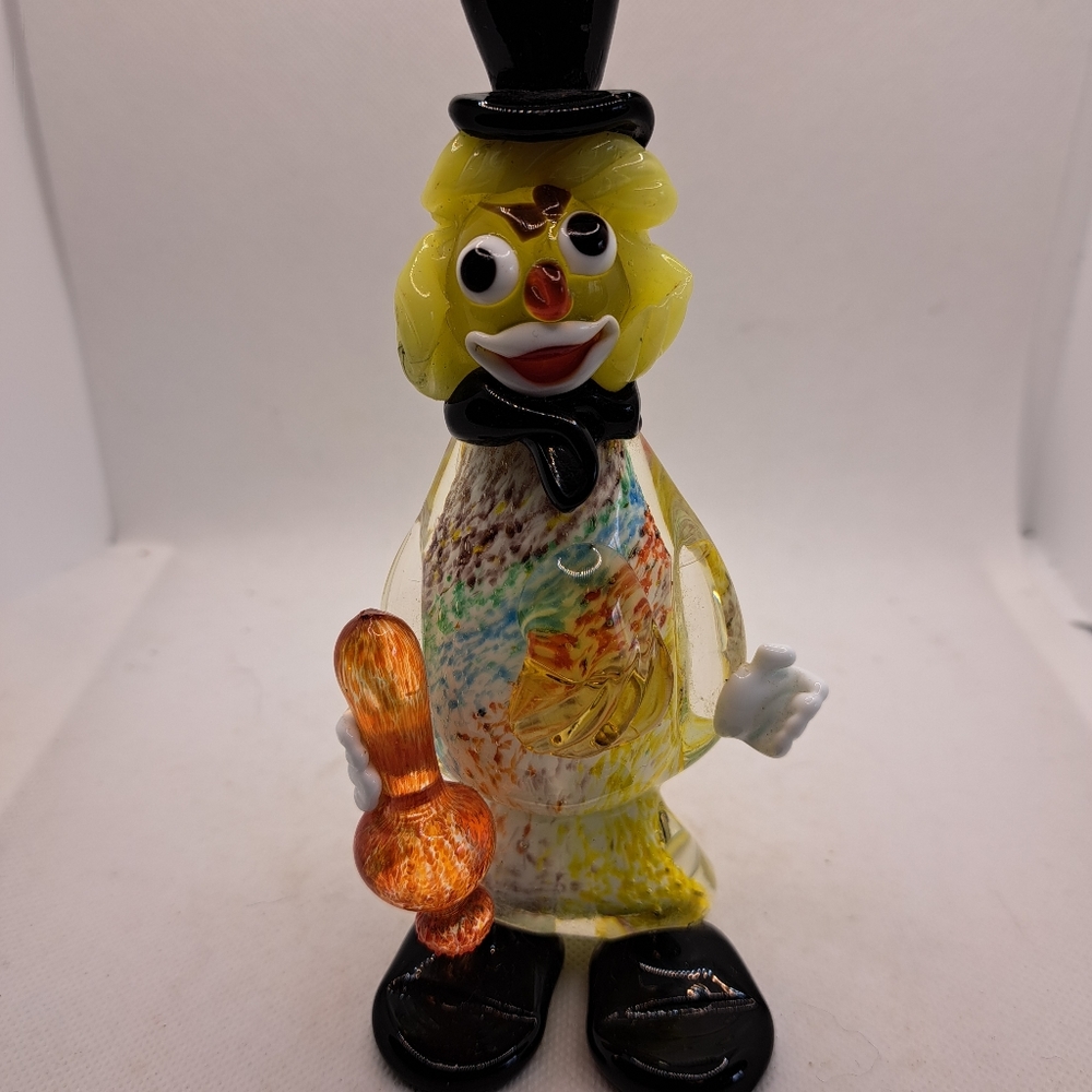 Murano Clown Art Glass Sculpture Hand Blown 1950s Venetian Glass Statue